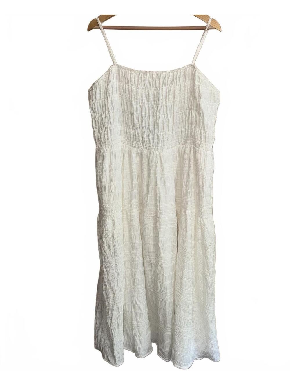 White Cottagecore Smocked Boho Midi Sundress Plus Size 2X NWT